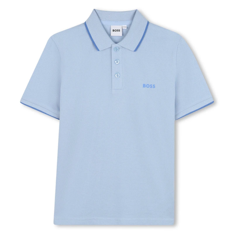 Image of Boss Kids Short Sleeve Polo Shirt Prsn Blue 887 male 12 Yrs