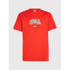 Image of Tommy Jeans Tjm Clsc Modern Sport Usa Tee - Red