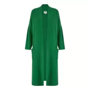 Image of Yumi Green Knitted Maxi Cardigan With Pockets - Green
