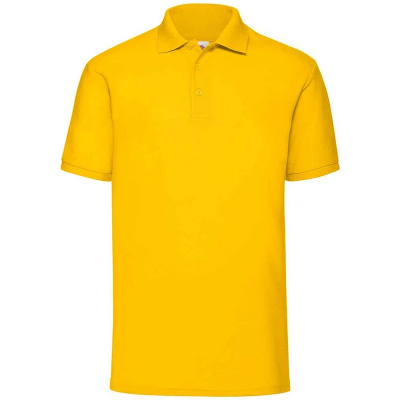 Image of Fruit Of The Loom Fruit of the Loom Men Pique Polo Shirt in Yellow Size: Small Yellow S Male 5063470870226