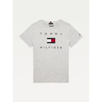 Image of Tommy Hilfiger Flag Logo T Shirt - Grey Heather