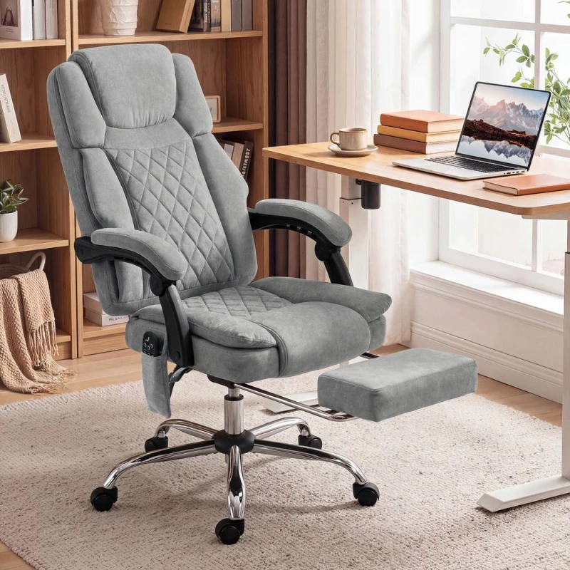 Image of HOMCOM Executive Office Chair, Desk Chair with Massage & Heat, Grey Grey Unisex