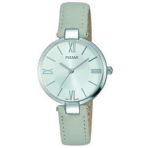 Image of Pulsar PH8245X1 Ladies Grey Leather Strap Silver Dial 50M Watch