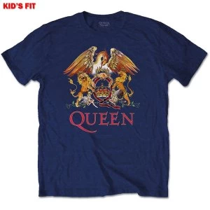 Image of Queen - Classic Crest Kids 7 - 8 Years T-Shirt - Blue