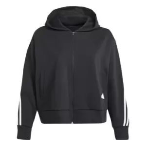 Image of adidas Future Icons 3-Stripes Full-Zip Hoodie (Plus Size) - Black