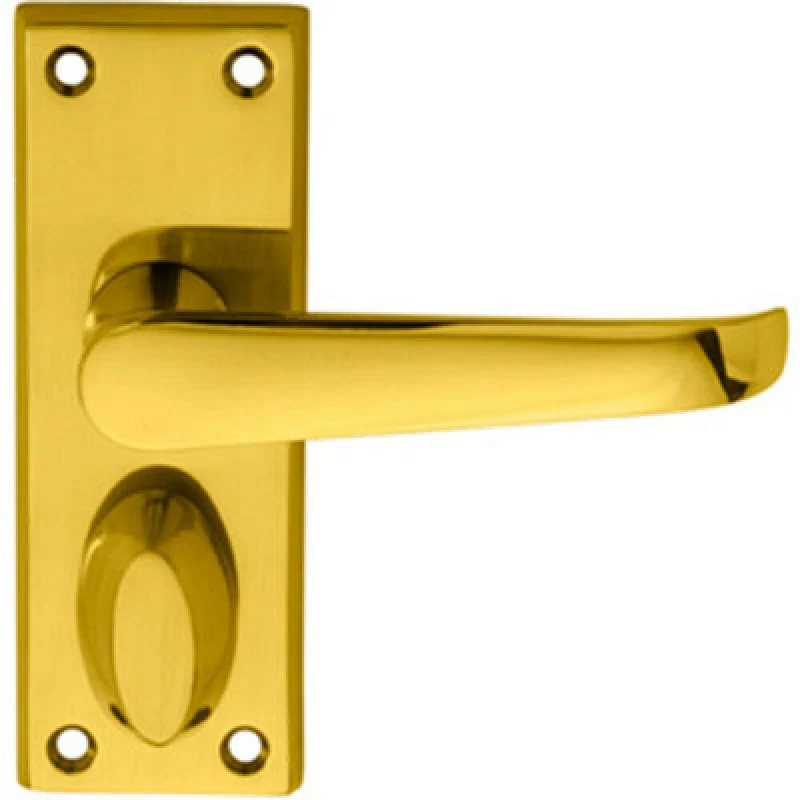 Image of Loops PAIR Straight Handle on Short Privacy Backplate 118 x 42mm Polished Brass Metallics