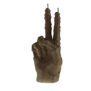 Image of Golden Brown Zombie Hand Peace Gesture Candle