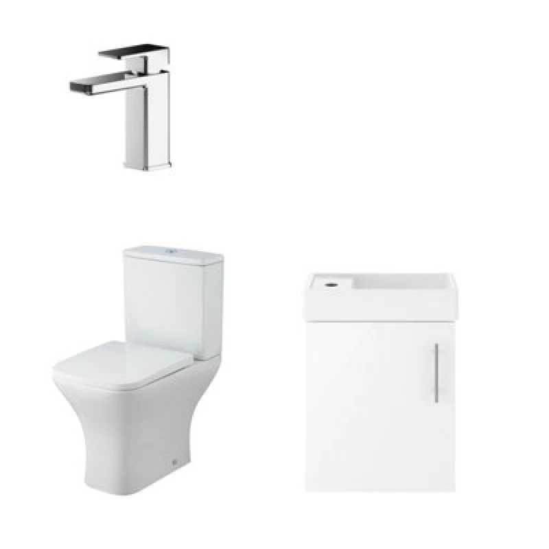 Image of Balterley Wall Hung Vanity Basin Unit Pan Cistern Seat Tap White Chrome White