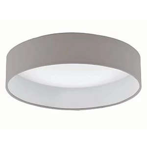 Image of Eglo LED White & Taupe Fabric Round Ceiling Light - 11W