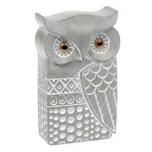 Image of Country Grey Modern Owl Small Ornament
