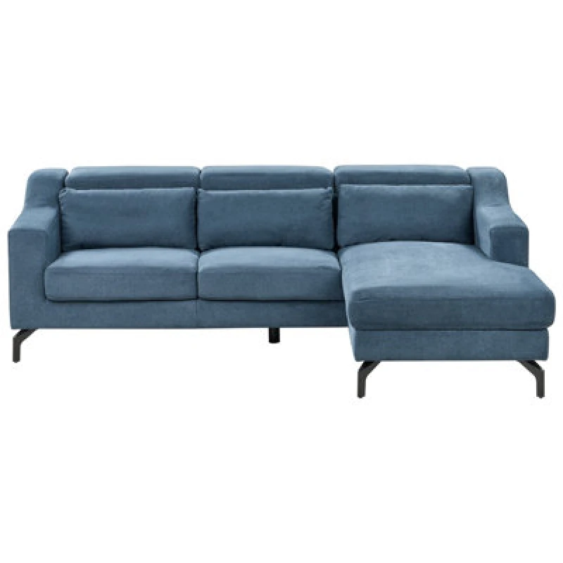 Image of Beliani Corner Sofa 4 Seater Glosli Fabric Navy Blue Left Hand