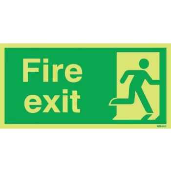 Image of Fire Exit Man Right Photoluminescent Rigid PVC Sign - 450 X 150MM - Sitesafe