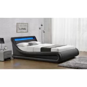 Image of Galaxy LED Black Ottoman Double Bed
