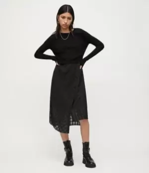 Image of AllSaints Womens Agnes 2-In-1 Checked Slip Dress, Black, Size: M