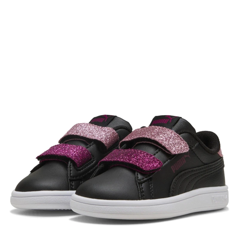 Image of Puma Smash 3.0 Glitter Velcro Trainers Infants Black/Berry female C8 (25)