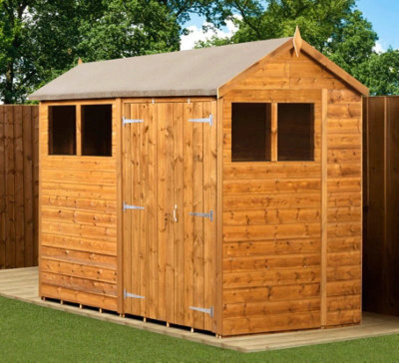 Image of Empire Sheds Empire Modular Apex 6X8 Dipped Treated Tongue And Groove Wooden Garden Shed Double Door Windows (6' X 8' / 6ft X 8) (6X8)