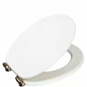 Image of Wood Effect 'Norfolk' Soft Close Toilet Seat, White - White