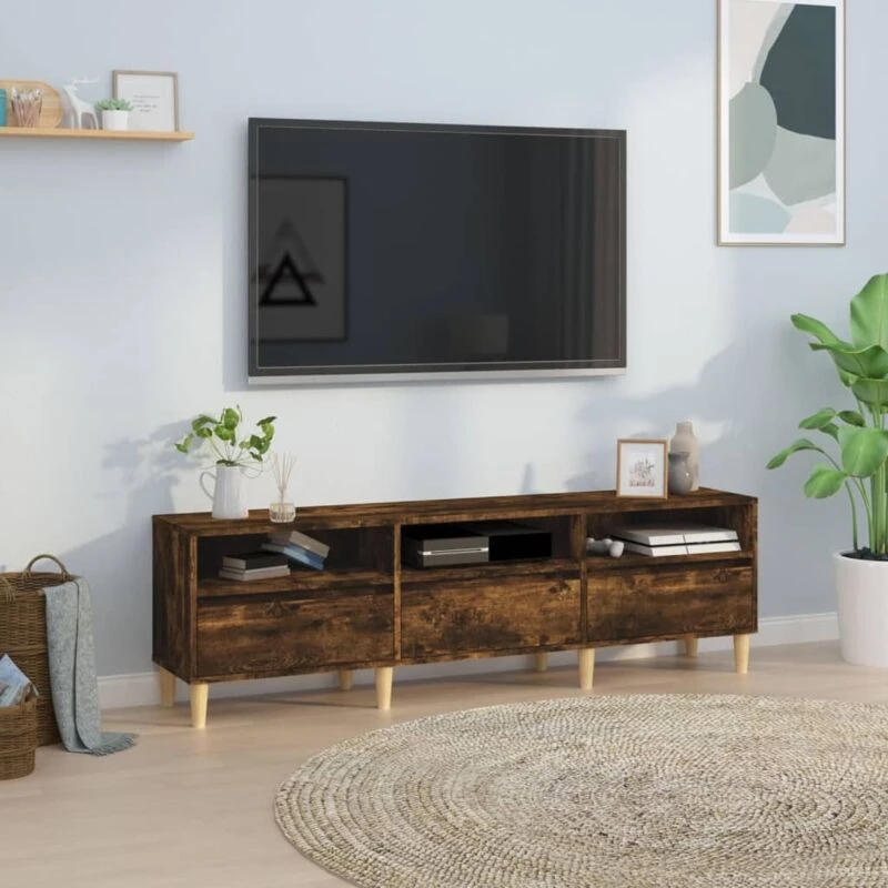 Image of vidaXL TV Cabinet Smoked Oak 150x30x44.5cm Engineered Wood, Brown 831914