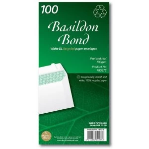 Image of Basildon Bond DL Peel and Seal 120gm2 Recycled Plain Wallet Envelopes White Pack of 100