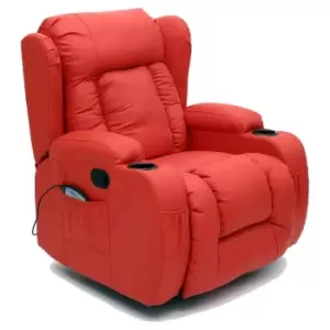 Image of Caesar Swivel Rocking Massage Heated Manual Recliner - Red
