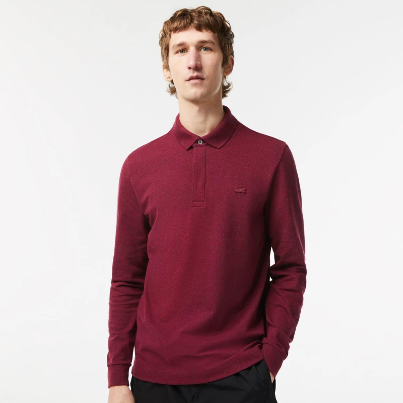 Image of Lacoste Long Sleeve Logo Polo Shirt Vine Chine male XS