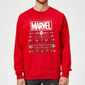 Image of Marvel Avengers Pixel Art Christmas Sweatshirt - Red - M
