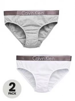 Image of Calvin Klein Girls 2 Pack Bikini Brief - White/Grey