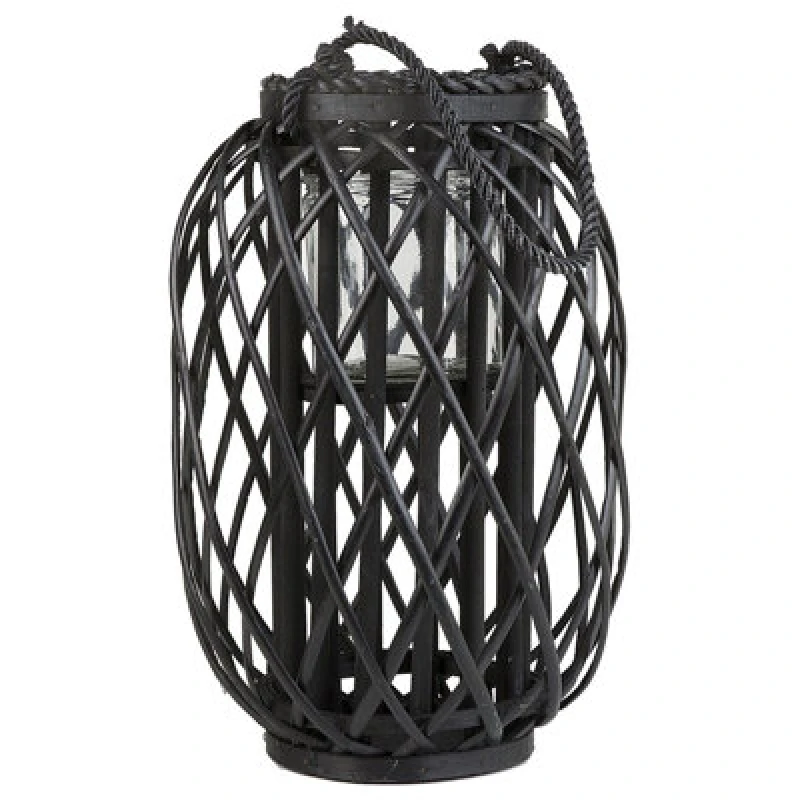 Image of Beliani Lantern Mauritius Willow Wood 40 Cm Black