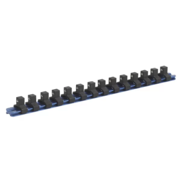Image of Sealey 3/8" Drive Aluminium Socket Retaining Rail 14 Clips 3/8"