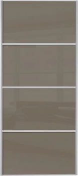 Image of Wickes Sliding Wardrobe Door Silver Framed Four Panel Cappuccino Glass - 2220 x 762mm