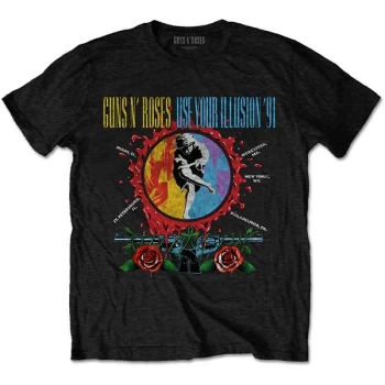Image of Guns N' Roses - Use Your Illusion Circle Splat Unisex Medium T-Shirt - Black