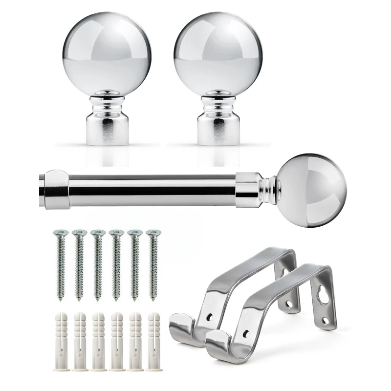 Image of Emma Barclay Curtain Pole Extendable Ball Chrome unisex 120-210cm