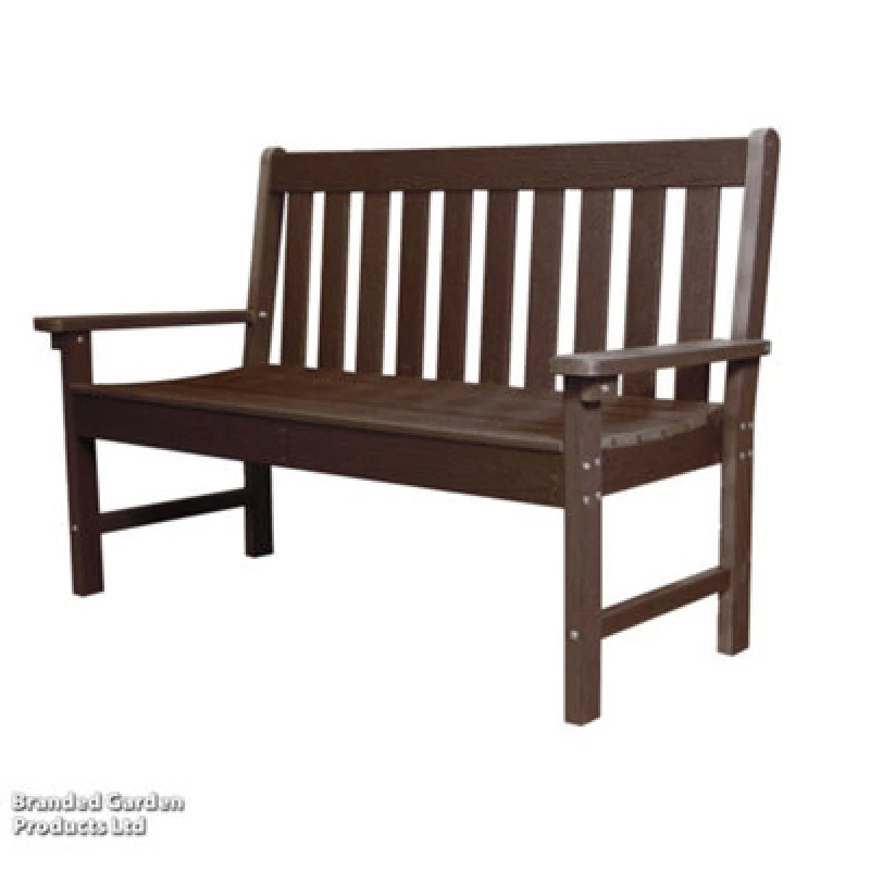 Image of Garden Gear Oakdale Wood Effect Garden Bench Weatherproof Hdpe (Walnut Brown)