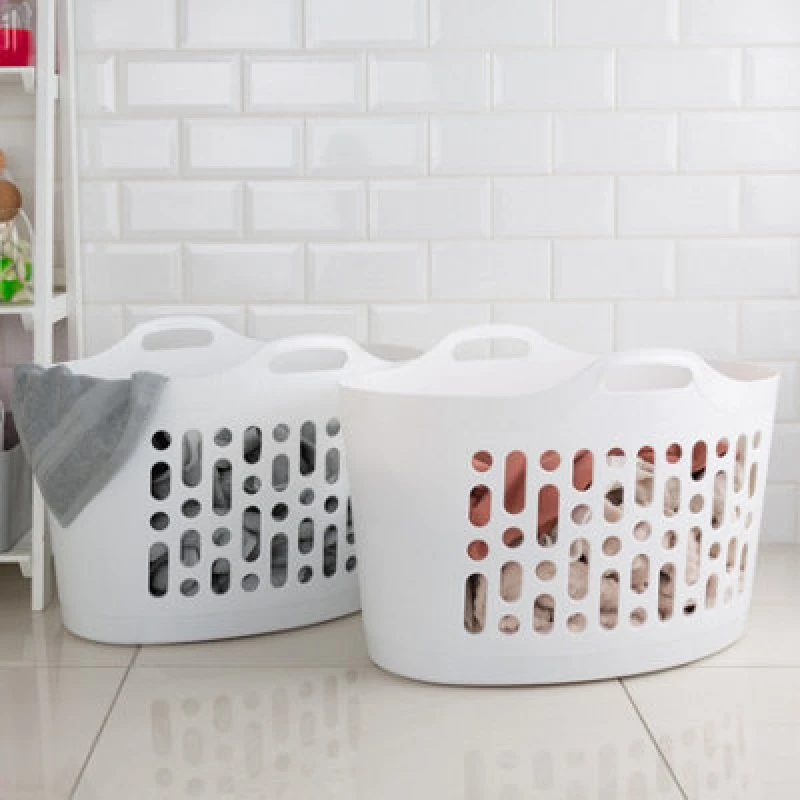 Image of Wham White Flexi-Store Laundry Basket 50 Litre - PACK 8 NWT6212P NWT6212P