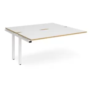 Image of Bench Desk Add On 2 Person Rectangular Desks 1600mm White/Oak Tops With White Frames 1600mm Depth Adapt