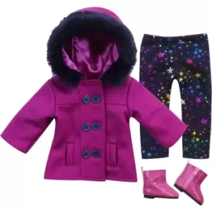 Image of Sophia's - 18 Doll - Fuchsia Peacoat, Star Print Leggings & Hot Pink Ankle Boots
