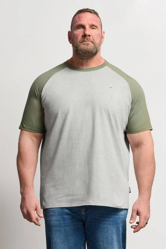 Image of BadRhino Mens Raglan Cotton T-Shirt in Grey Size: XL Grey Male XL