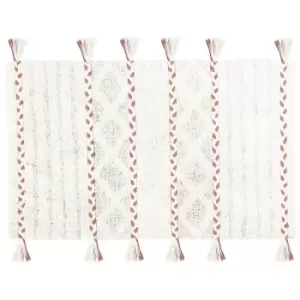 Image of The Linen Yard Diamond Tassel Bath Mat (One Size) (Pecan/Ivory) - Pecan/Ivory