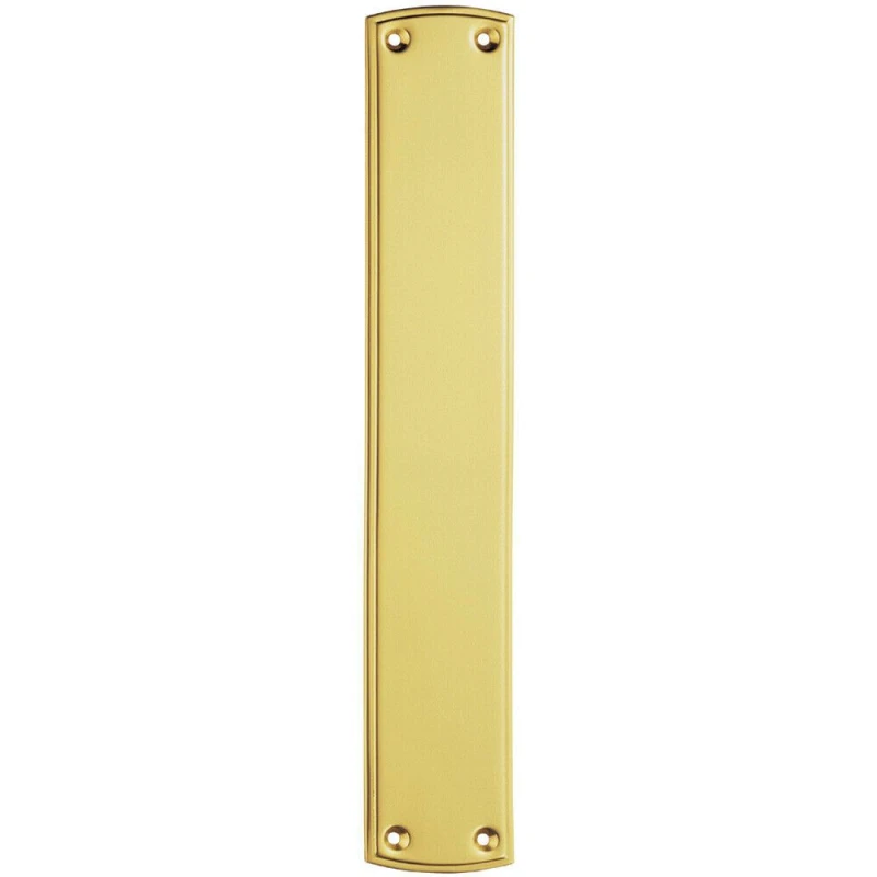 Image of Loops Large Ornate Door Finger Plate with Stepped Border 382 x 65mm Polished Brass Metallics