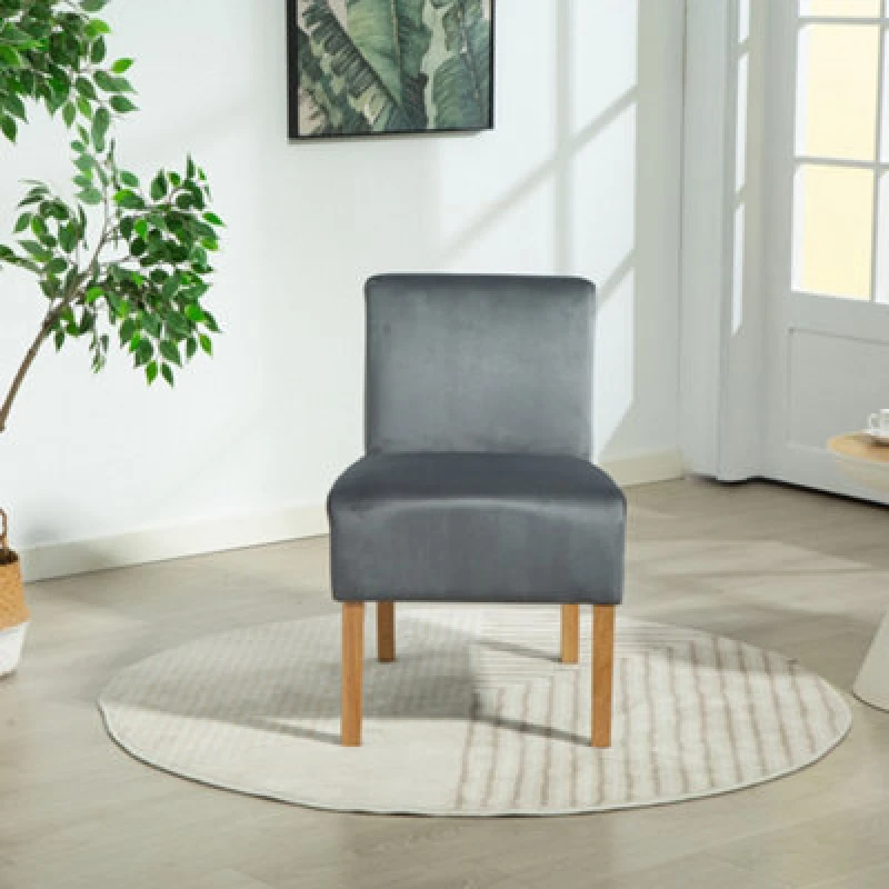 Image of Corina Velvet Fabric Armless Accent Chair - Grey