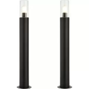 Image of 2 pack Outdoor Bollard Post Light - 15W E27 LED - 800mm Height - Stainless Steel
