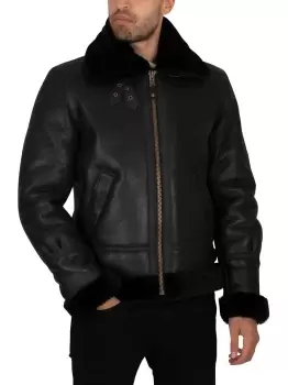 Image of Leather Sherpa Jacket