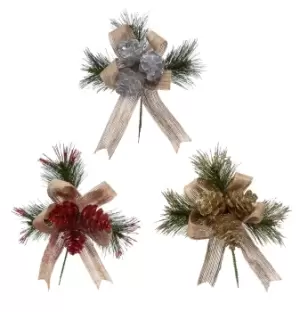 Image of Christmas Ribbon & Pinecone Multicolour Pick