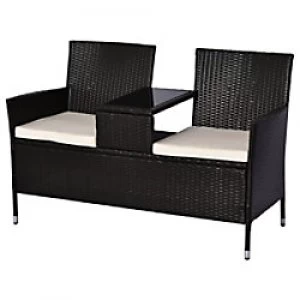 Image of Outsunny Rattan Chair 867-028CF Dark Brown, Cream-White