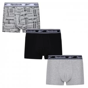 Image of Reebok Carney Boxers 3 Pack Mens - Black/Grey
