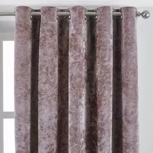 Image of Paoletti Verona Crushed Velvet Eyelet Curtains (54in x 90in) (Blush) - Blush