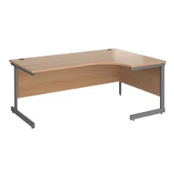 Image of Right Hand Ergonomic Desk with Beech Coloured MFC Top and Graphite Frame Cantilever Legs Contract 25 1800 x 1200 x 725 mm