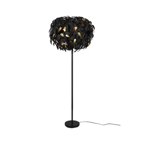 Image of Leavy Modern 3 Light Floor Lamp Black Matt with Footswitch