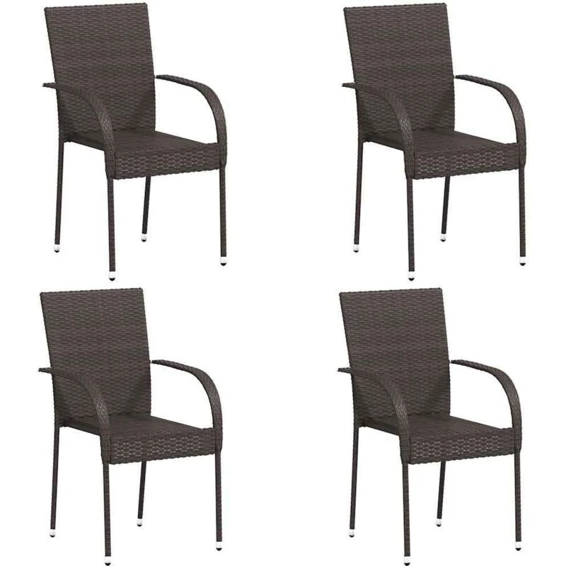 Image of VIDAXL Stackable Outdoor Chairs 4 pcs Poly Rattan Brown Vidaxl 8720286055045