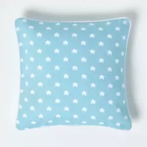 Image of HOMESCAPES Cotton Blue Stars Cushion Cover, 45 x 45cm - Blue
